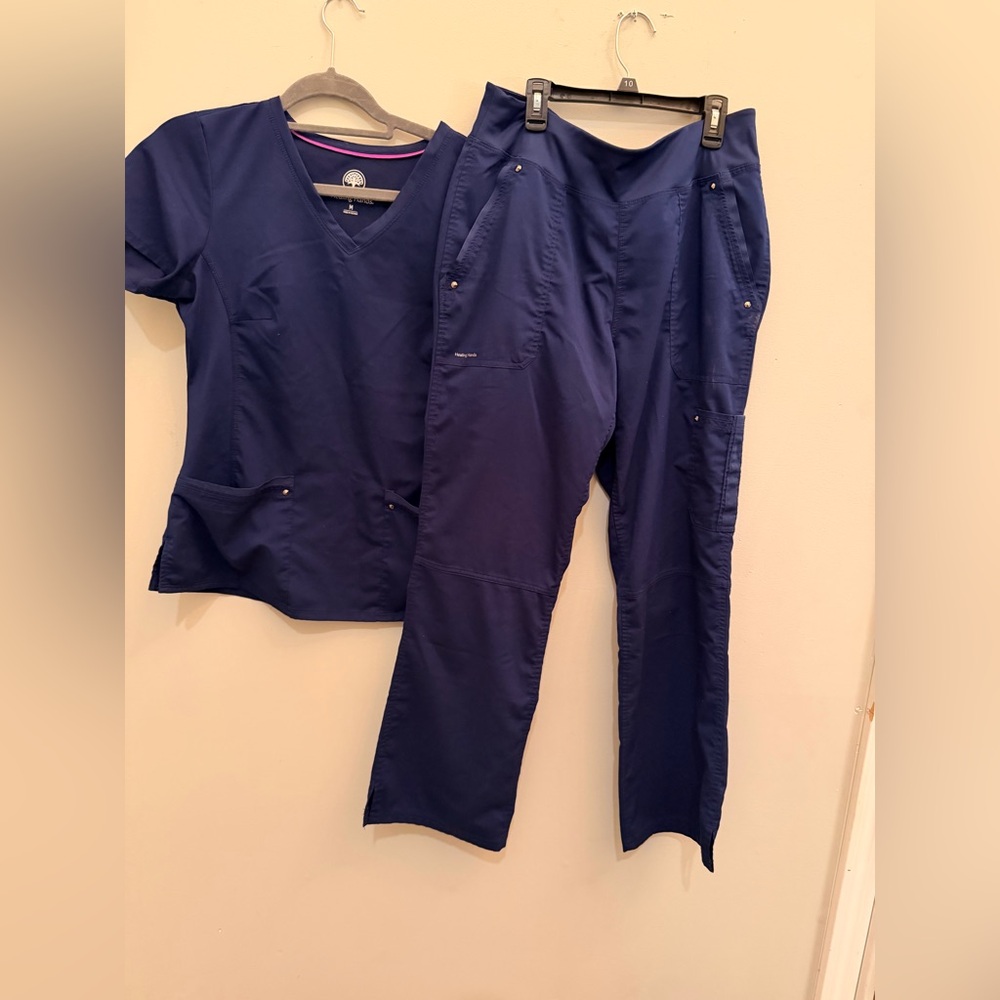 healing hands Navy Women's Straight Leg Scrub Set